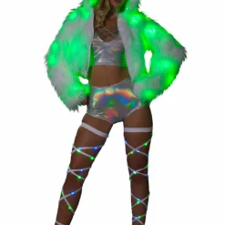 JValentine CLOTHING Light Up Fur Hooded Cropped Jacket 9 JValentine CLOTHING Light Up Fur Hooded Cropped Jacket