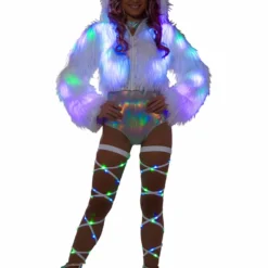 JValentine CLOTHING Light Up Fur Hooded Cropped Jacket 10 JValentine CLOTHING Light Up Fur Hooded Cropped Jacket