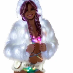 JValentine CLOTHING Light Up Fur Hooded Cropped Jacket 13 JValentine CLOTHING Light Up Fur Hooded Cropped Jacket