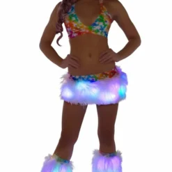 JValentine Multicolor Light Up Fur Skirt And Top CLOTHING