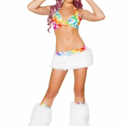 JValentine Multicolor Light Up Fur Skirt And Top CLOTHING