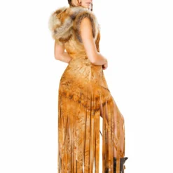 JValentine Faux Suede Rusty Hooded Fringe Duster
