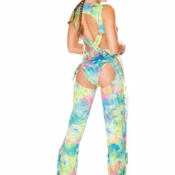 JValentine Faux Suede Tie Dye Harness Fringe Chaps Leggings & Pants
