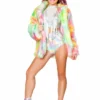 JValentine Rainbow Sherbet Light-Up Hip Length Fur Coat CLOTHING