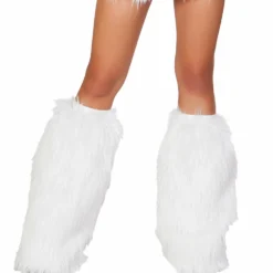 JValentine White Fur Light-up Legwarmers With Pink Lights
