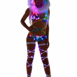 JValentine Tie Dye Light-Up Infinity Fur Hood Rave Accessories