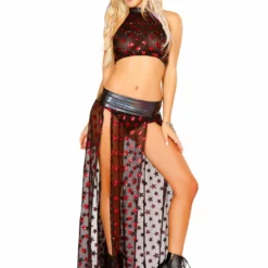 JValentine Black Long Sequin Star Mesh Skirt