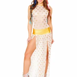 JValentine White Long Sequin Star Mesh Skirt