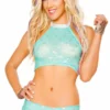 JValentine CLOTHING Aqua Light-Up Sequin Star Mesh Shorts