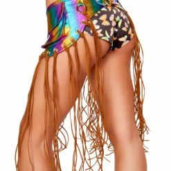 JValentine Rainbow Hologram Denim Fringe Pack Rave Accessories 7 JValentine Rainbow Hologram Denim Fringe Pack Rave Accessories