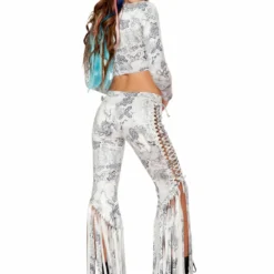 JValentine Celtic Dragon Print Faux Suede Long Sleeve Top