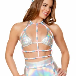 JValentine Pastel Hearts Beaded Harness Rave Accessories