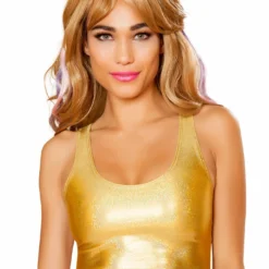 JValentine CLOTHING Gold Twinkle Low-Cut Tank
