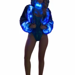 JValentine CLOTHING Light-Up Purple Tip Fur Crop Jacket