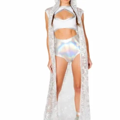 JValentine Icy Sequin Mesh Long Duster