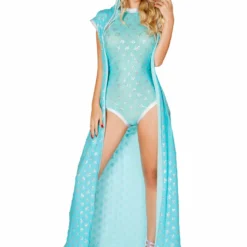 JValentine Aqua Star Light Up Mesh Long Duster