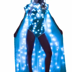 JValentine Aqua Star Light Up Mesh Long Duster