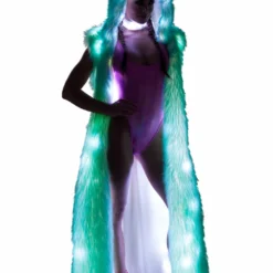 JValentine Aquamarine Light-Up Fur Hooded Duster Jackets & Coats