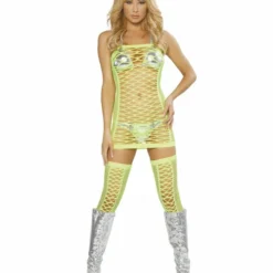 JValentine Net Tube Net Dress Neon Yellow CLOTHING