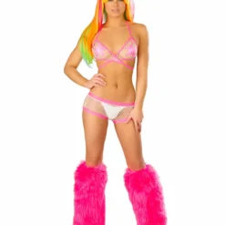 JValentine Net White And Pink Shorts