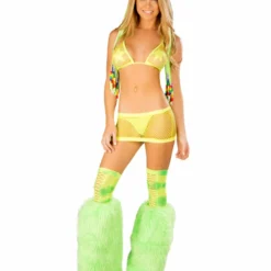 JValentine Net Neon Yellow Skirt