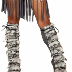 Roma Costume ACCESORIES Faux Fur And Suede Lacing Leg Warmers