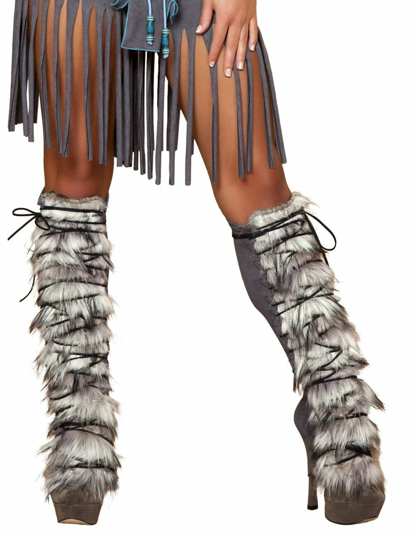 Roma Costume ACCESORIES Faux Fur And Suede Lacing Leg Warmers 3 Roma Costume ACCESORIES Faux Fur And Suede Lacing Leg Warmers