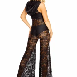 JValentine Hooded Lace Flare Jumpsuit