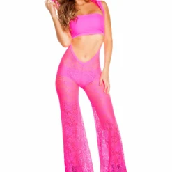 JValentine Hooded Lace Flare Jumpsuit