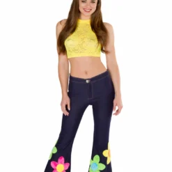 JValentine CLOTHING Flower Power Bell Bottom Denim Pants