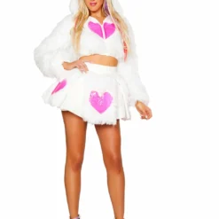 JValentine Flashing Pink Light-Up Faux Fur Skirt