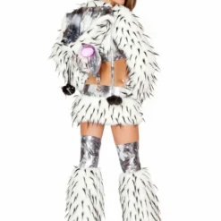 JValentine Faux Fur White And Black Spike Leg Warmers Rave Leg Warmers & Wraps