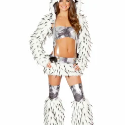 JValentine Faux Fur White And Black Spike Leg Warmers Rave Leg Warmers & Wraps