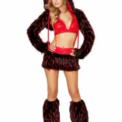 JValentine Faux Fur Black And Red Spike Leg Warmers Rave Leg Warmers & Wraps