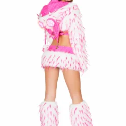 JValentine Rave Leg Warmers & Wraps Faux Fur White And Pink Spike Leg Warmers