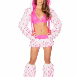 JValentine Rave Leg Warmers & Wraps Faux Fur White And Pink Spike Leg Warmers