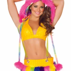 JValentine Deluxe Hot Pink Rainbow Light Up Hood