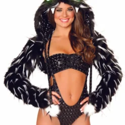 JValentine CLOTHING Hologram Black Top And Suspender Romper