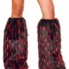 JValentine Faux Fur Black And Red Spike Leg Warmers Rave Leg Warmers & Wraps
