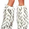 JValentine Faux Fur White And Black Spike Leg Warmers Rave Leg Warmers & Wraps
