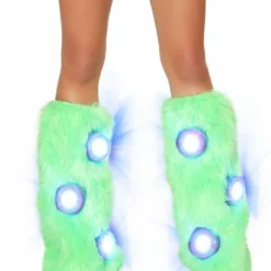 JValentine Furry Light Up Lime Legwarmers Rave Leg Warmers & Wraps