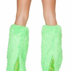 JValentine Furry Light Up Lime Legwarmers Rave Leg Warmers & Wraps