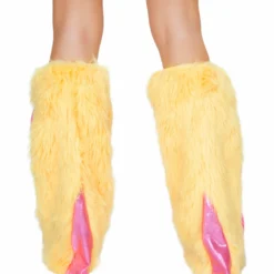 JValentine Rave Leg Warmers & Wraps Furry Light Up Yellow Legwarmers
