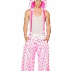 JValentine CLOTHING Unisex Pink Faux Fur Spiked Pants