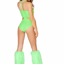 JValentine Furry Light Up Lime Legwarmers Rave Leg Warmers & Wraps